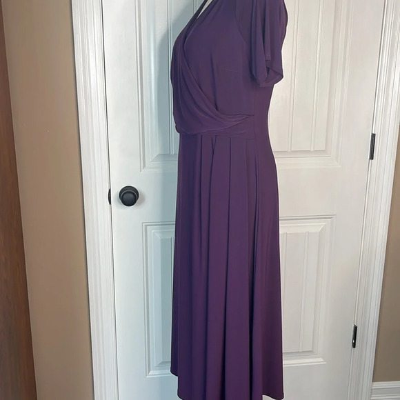 MSK Womens Purple Surplice Neck Short Sleeve Midi Dress Size 1X - Picture 4 of 8